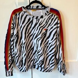 Aviator Nation Classic Relaxed Fit Crew Sweatshirt - Zebra